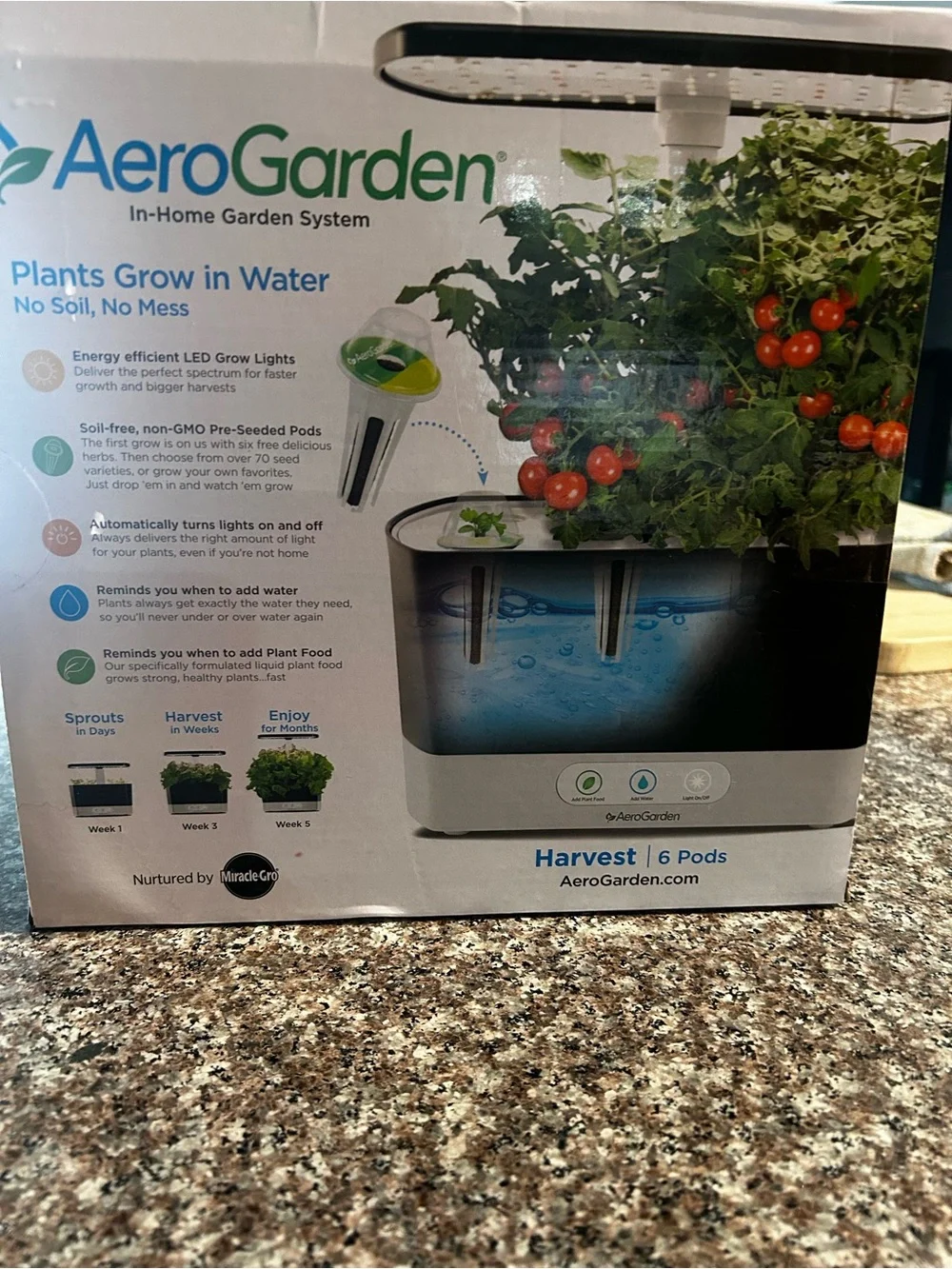 AeroGarden Harvest Indoor Garden System - Black NWOT never been opened.